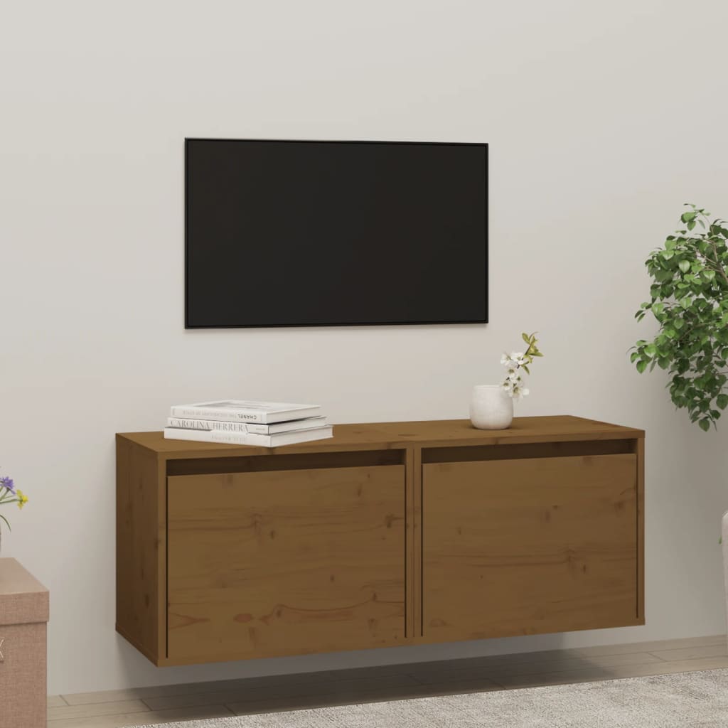 Seinäkaapit 2 kpl hunajanruskea 45x30x35 cm täysi mänty - Sisustajankoti.fi