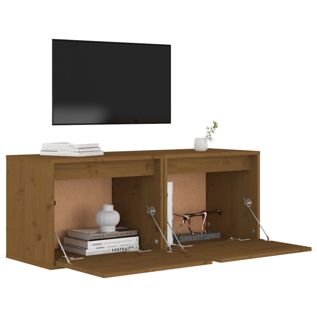 Seinäkaapit 2 kpl hunajanruskea 45x30x35 cm täysi mänty - Sisustajankoti.fi