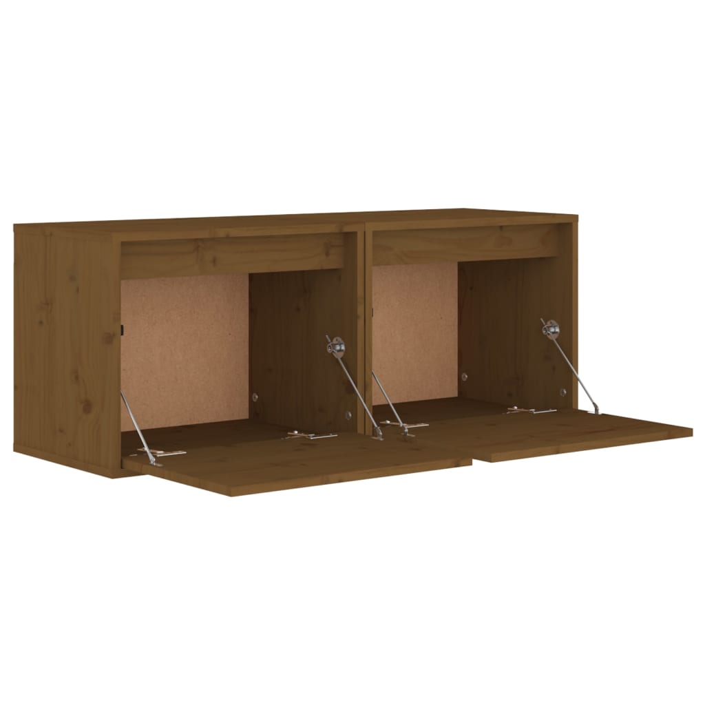 Seinäkaapit 2 kpl hunajanruskea 45x30x35 cm täysi mänty - Sisustajankoti.fi