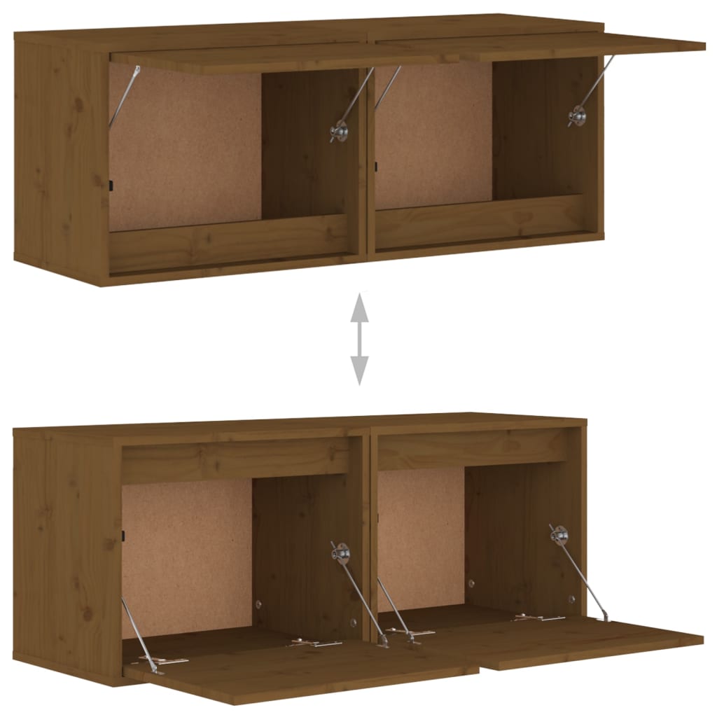 Seinäkaapit 2 kpl hunajanruskea 45x30x35 cm täysi mänty - Sisustajankoti.fi