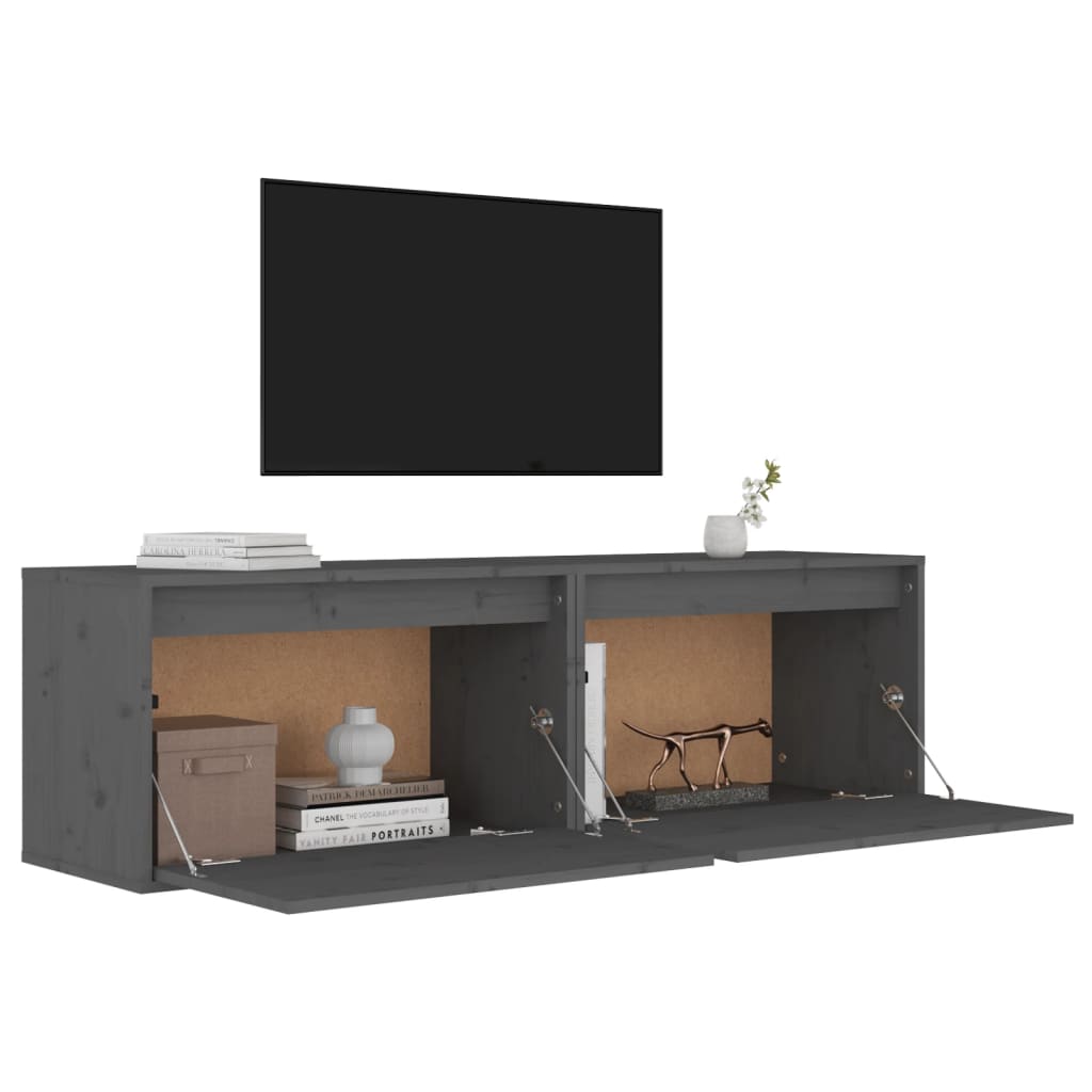 Seinäkaapit 2 kpl harmaa 60x30x35 cm täysi mänty - Sisustajankoti.fi