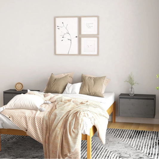 Seinäkaapit 2 kpl harmaa 60x30x35 cm täysi mänty - Sisustajankoti.fi