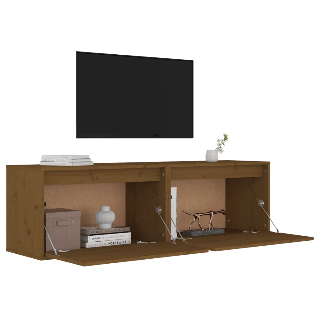 Seinäkaapit 2 kpl hunajanruskea 60x30x35 cm täysi mänty - Sisustajankoti.fi