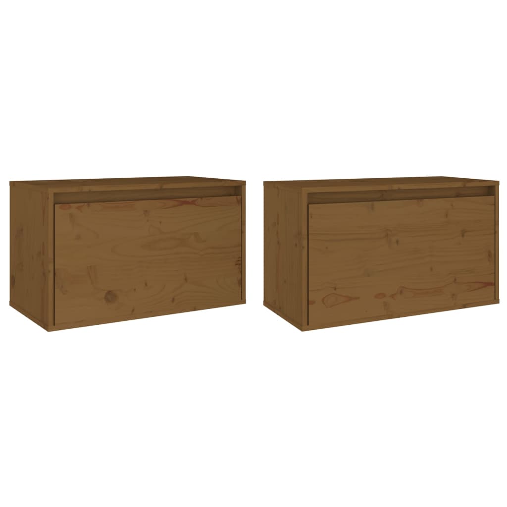 Seinäkaapit 2 kpl hunajanruskea 60x30x35 cm täysi mänty - Sisustajankoti.fi