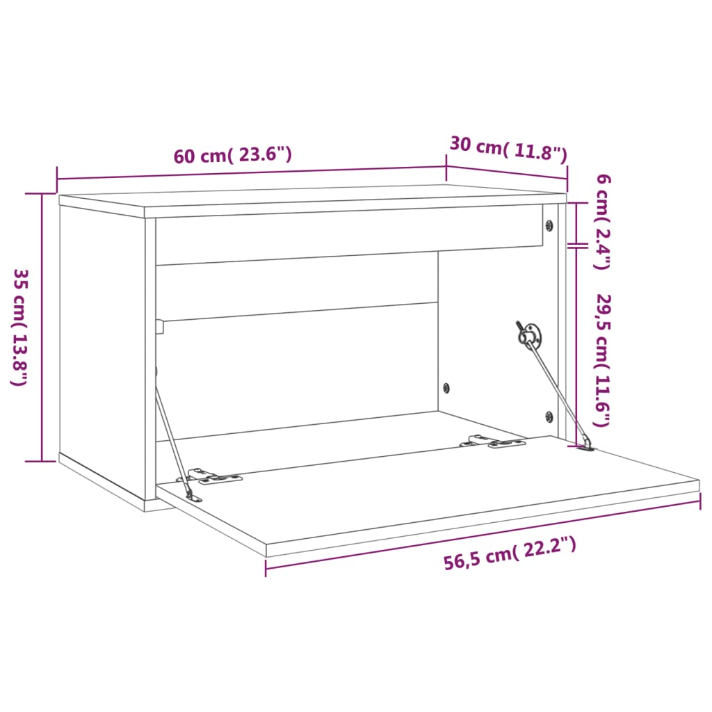 Seinäkaappi musta 60x30x35 cm täysi mänty - Sisustajankoti.fi