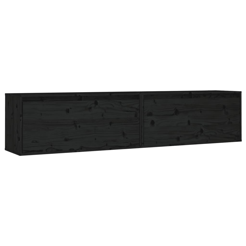 Seinäkaapit 2 kpl musta 80x30x35 cm täysi mänty - Sisustajankoti.fi