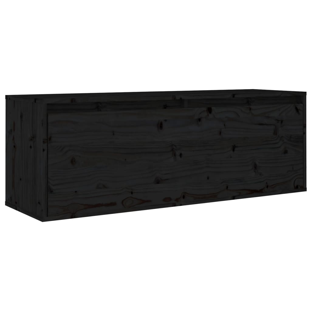 Seinäkaappi musta 100x30x35 cm täysi mänty - Sisustajankoti.fi