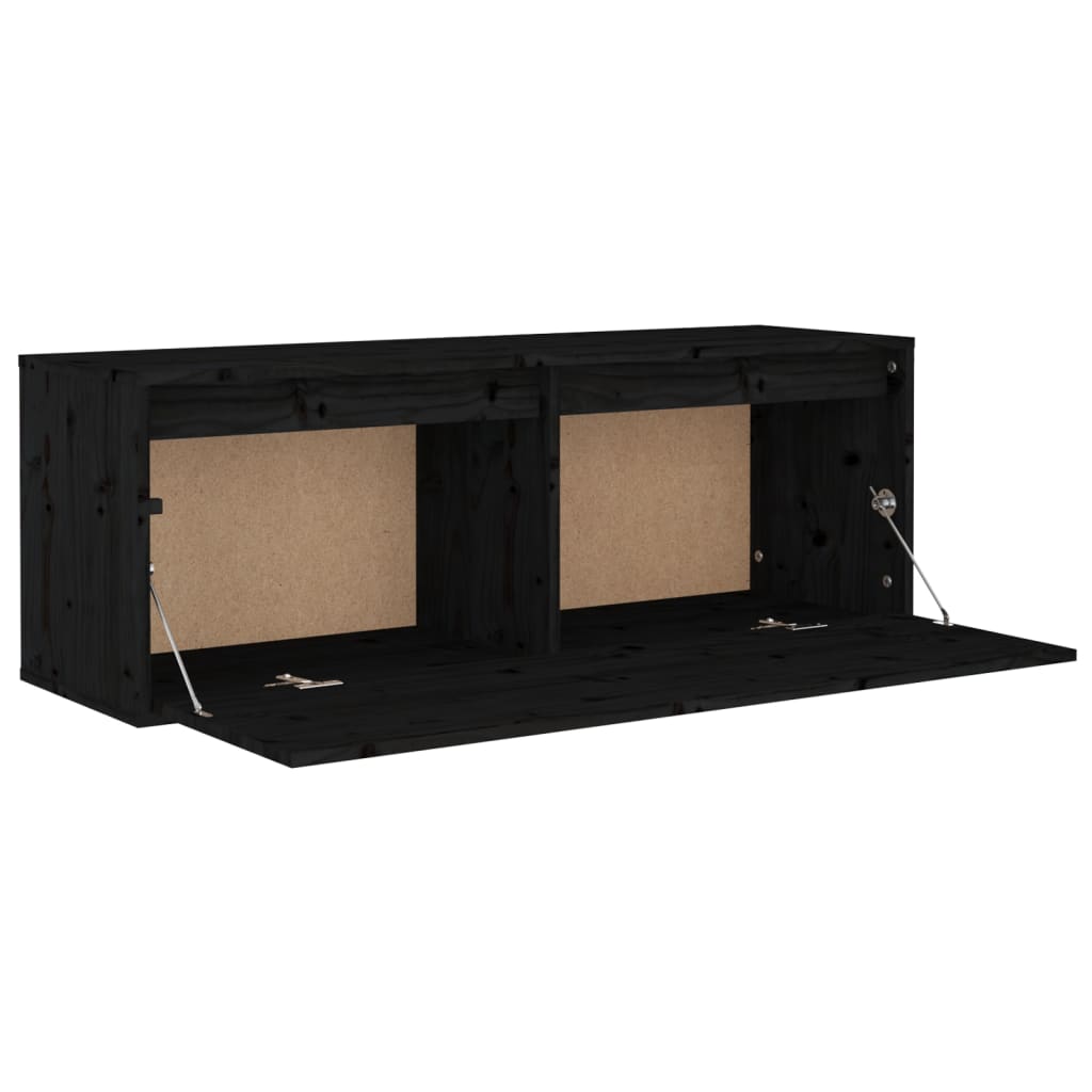 Seinäkaappi musta 100x30x35 cm täysi mänty - Sisustajankoti.fi