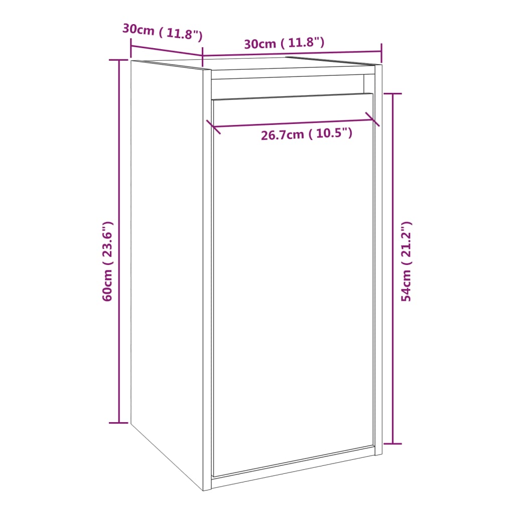 Seinäkaappi musta 30x30x60 cm täysi mänty - Sisustajankoti.fi