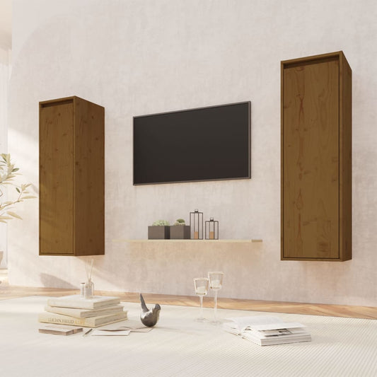 Seinäkaapit 2 kpl hunajanruskea 30x30x100 cm täysi mänty - Sisustajankoti.fi
