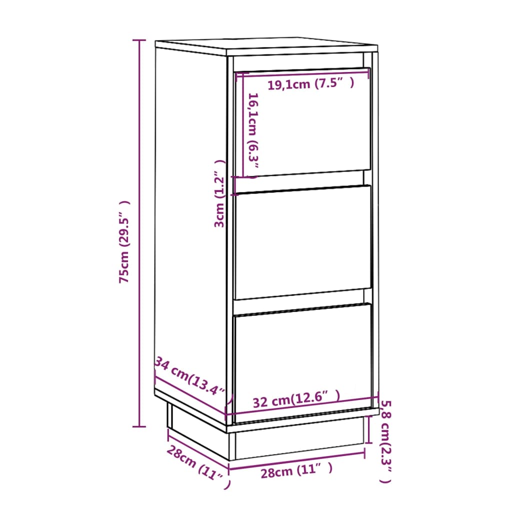 Senkit 2 kpl musta 32x34x75 cm täysi mänty - Sisustajankoti.fi