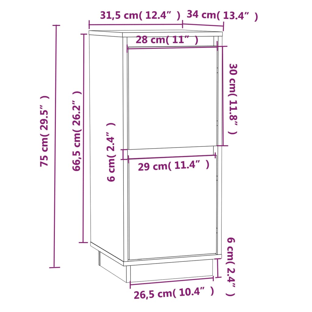 Senkit 2 kpl hunajanruskea 31,5x34x75 cm täysi mänty - Sisustajankoti.fi