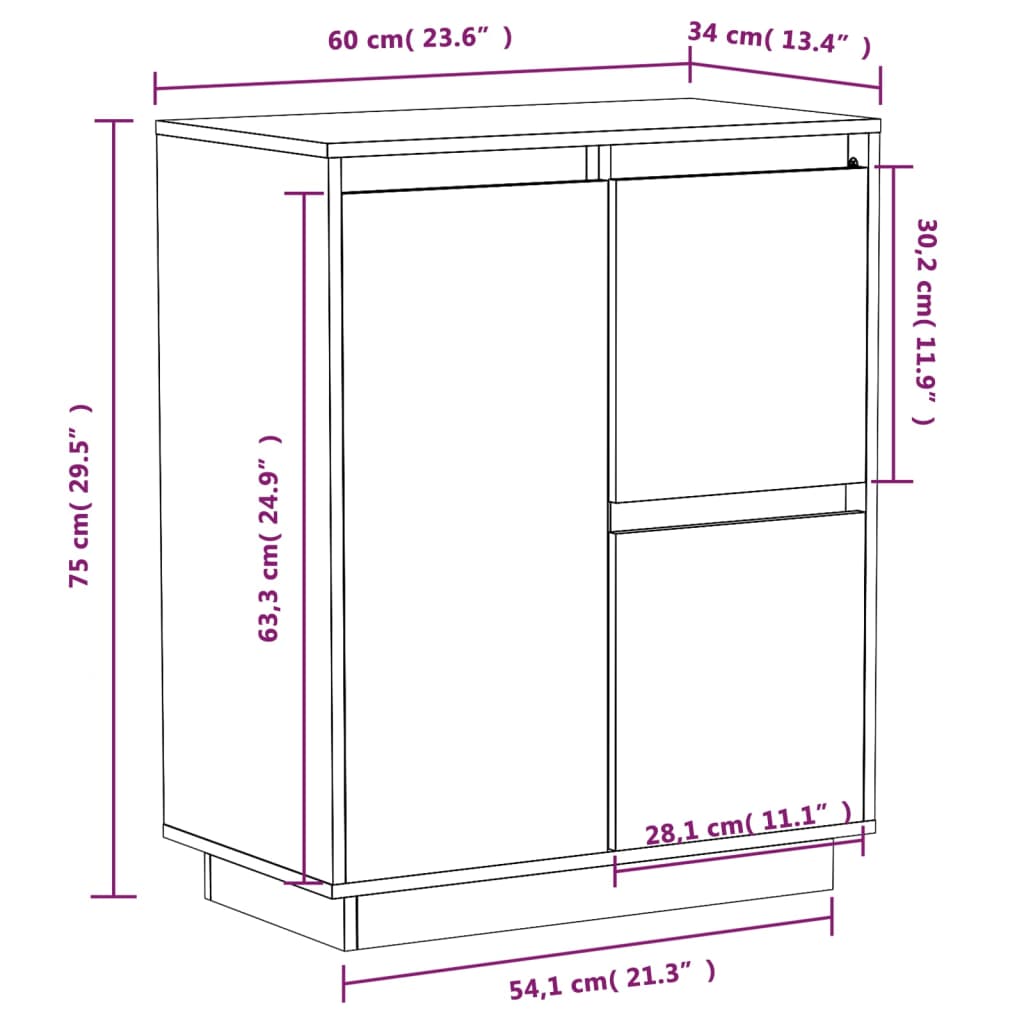 Senkki 60x34x75 cm täysi mänty - Sisustajankoti.fi