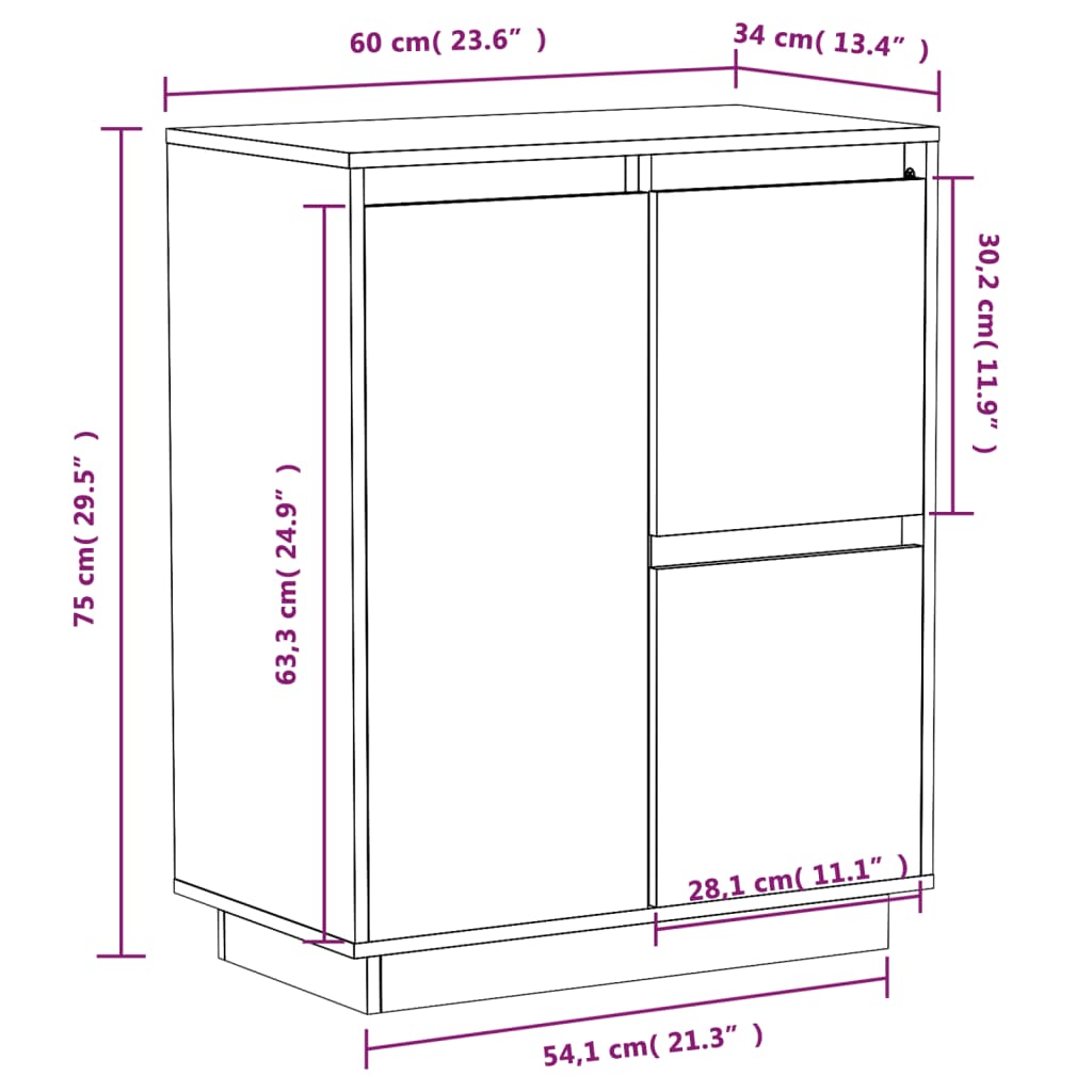 Senkki harmaa 60x34x75 cm täysi mänty - Sisustajankoti.fi