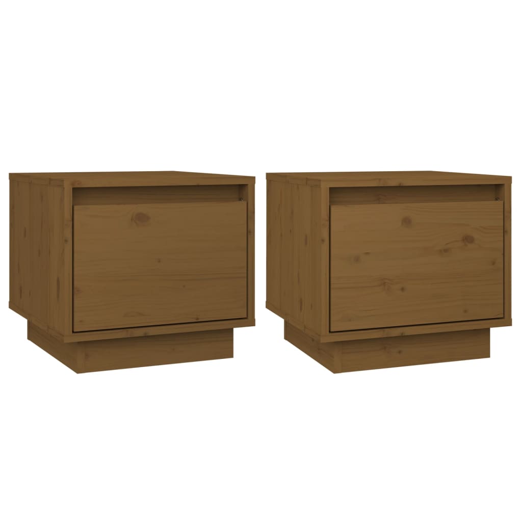 Yöpöydät 2 kpl hunajanruskea 35x34x32 cm täysi mänty - Sisustajankoti.fi