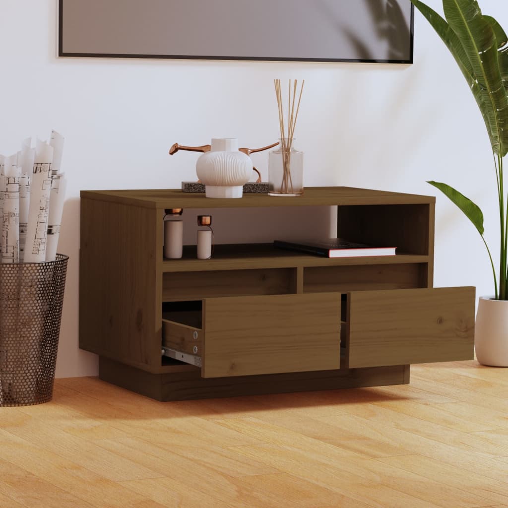 TV-taso hunajanruskea 60x35x37 cm täysi mänty - Sisustajankoti.fi