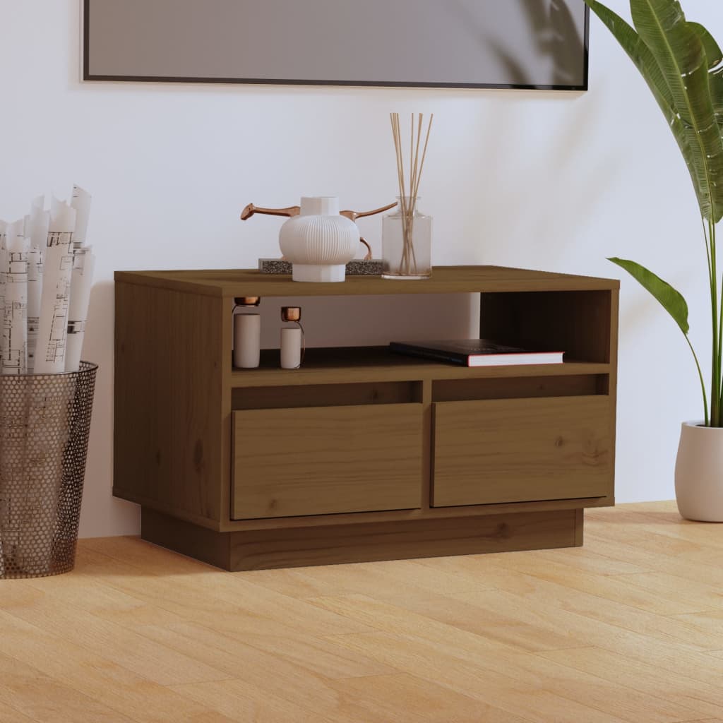 TV-taso hunajanruskea 60x35x37 cm täysi mänty - Sisustajankoti.fi