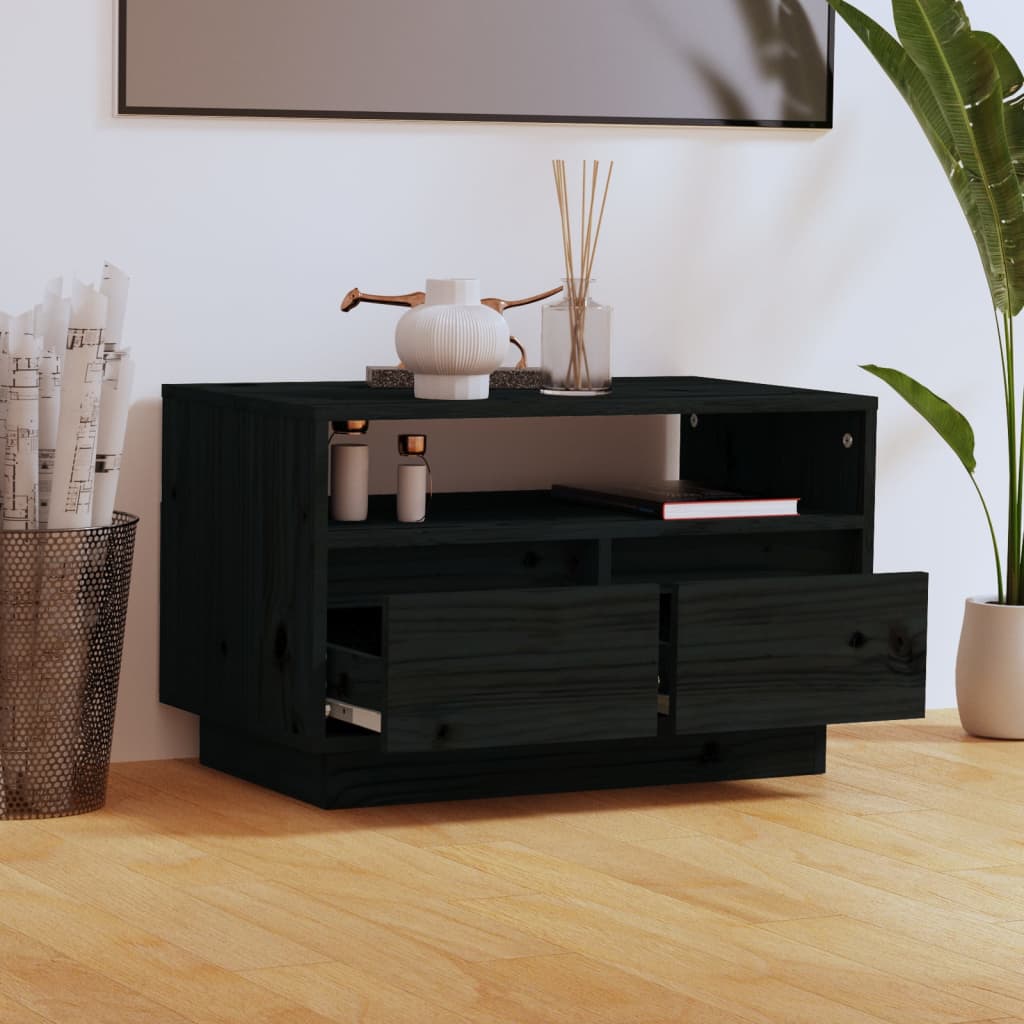 TV-taso musta 60x35x37 cm täysi mänty - Sisustajankoti.fi