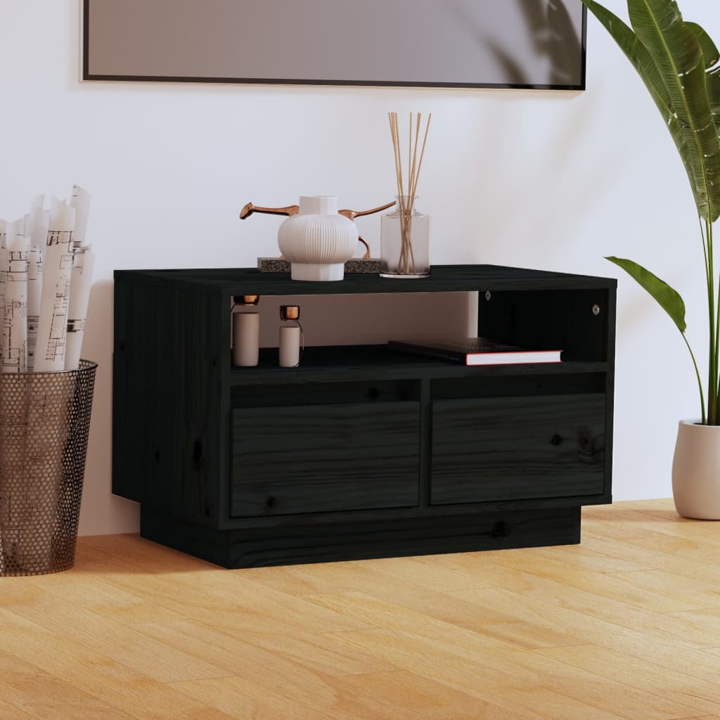 TV-taso musta 60x35x37 cm täysi mänty - Sisustajankoti.fi
