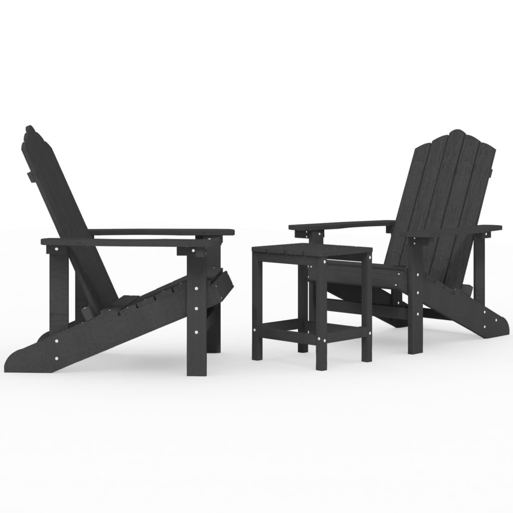 Adirondack puutarhatuolit pöydällä HDPE antrasiitti - Sisustajankoti.fi