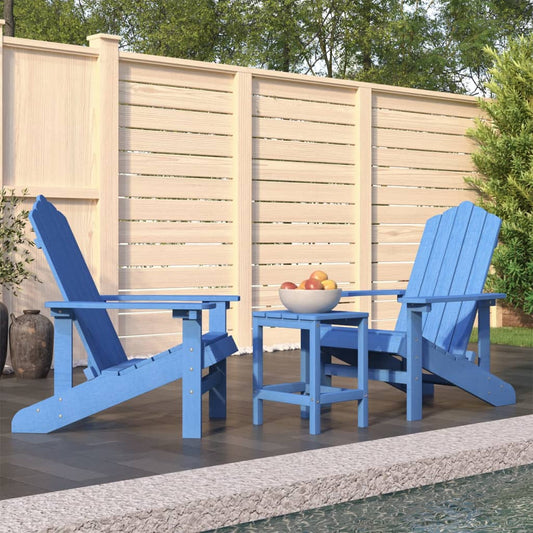 Adirondack puutarhatuolit pöydällä HDPE vedensininen - Sisustajankoti.fi