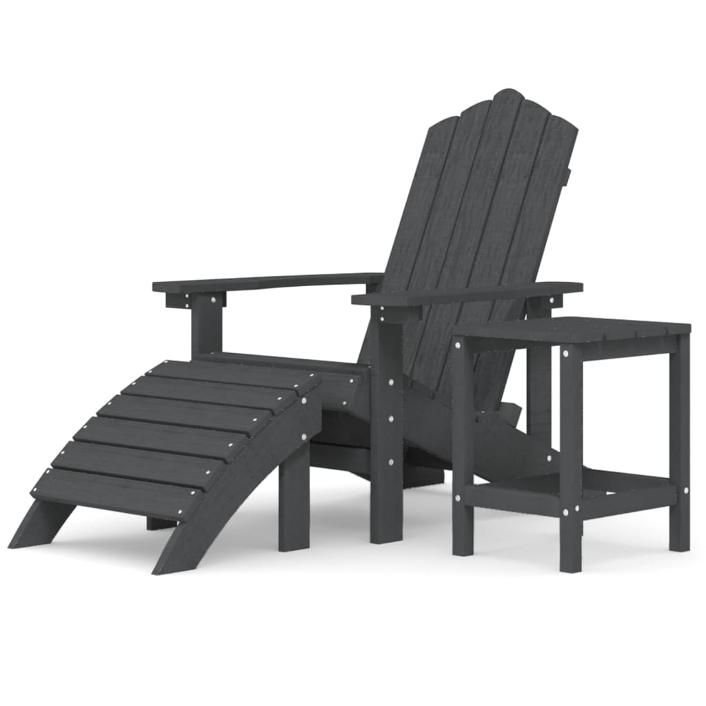 Adirondack puutarhatuoli jalkatuella/pöydällä HDPE antrasiitti - Sisustajankoti.fi