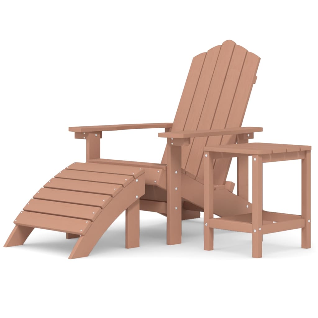 Adirondack puutarhatuoli jalkatuella ja pöydällä HDPE ruskea - Sisustajankoti.fi