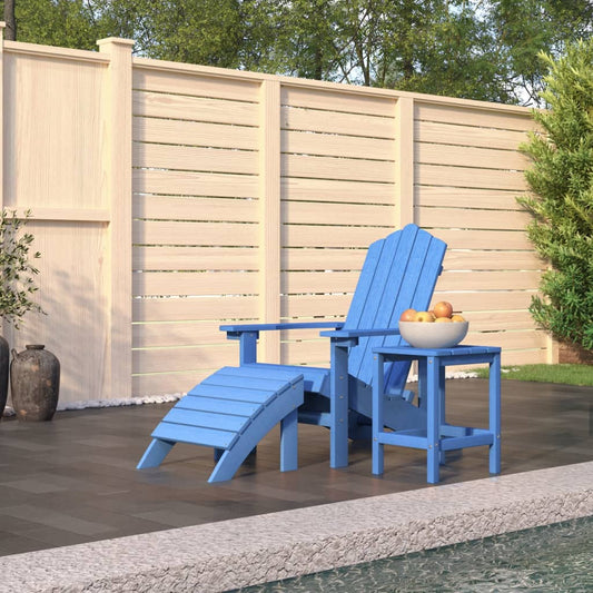 Adirondack puutarhatuoli jalkatuella/pöydällä HDPE vedensininen - Sisustajankoti.fi