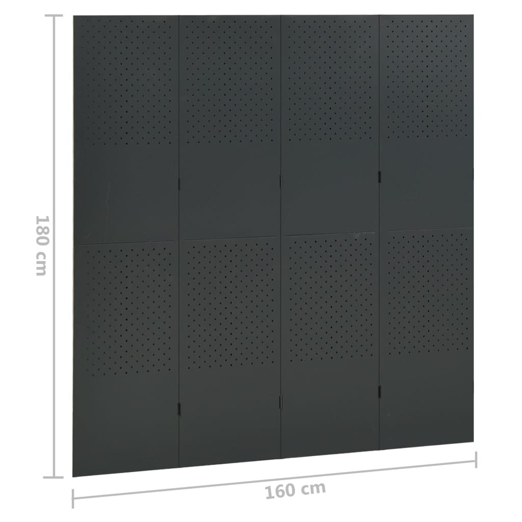 4-paneeliset tilanjakajat 2 kpl 160x180 cm antrasiitti teräs - Sisustajankoti.fi