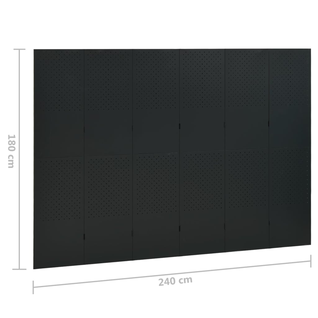 6-paneeliset tilanjakajat 2 kpl 240x180 cm musta teräs - Sisustajankoti.fi