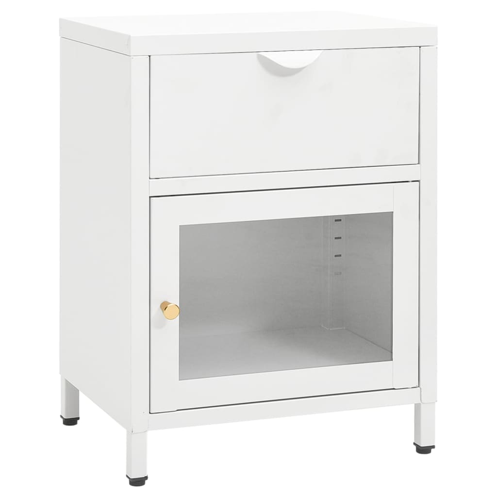 Yöpöydät 2 kpl valkoinen 40x30x54,5 cm teräs ja lasi - Sisustajankoti.fi