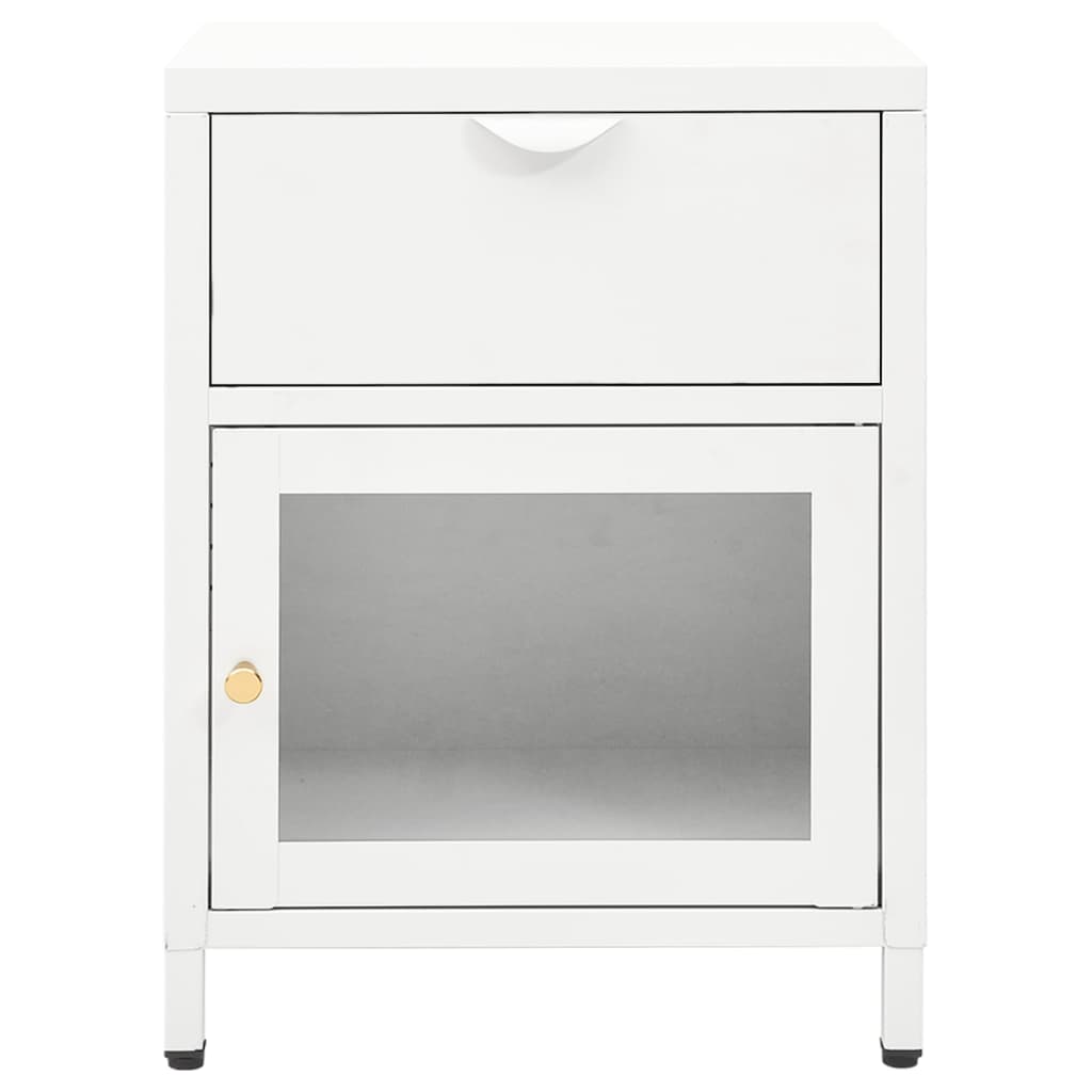 Yöpöydät 2 kpl valkoinen 40x30x54,5 cm teräs ja lasi - Sisustajankoti.fi