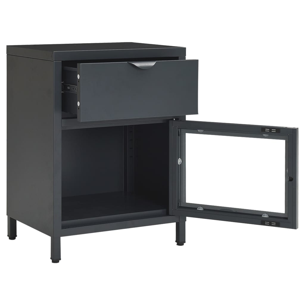 Yöpöydät 2 kpl antrasiitti 40x30x54,5 cm teräs ja lasi - Sisustajankoti.fi