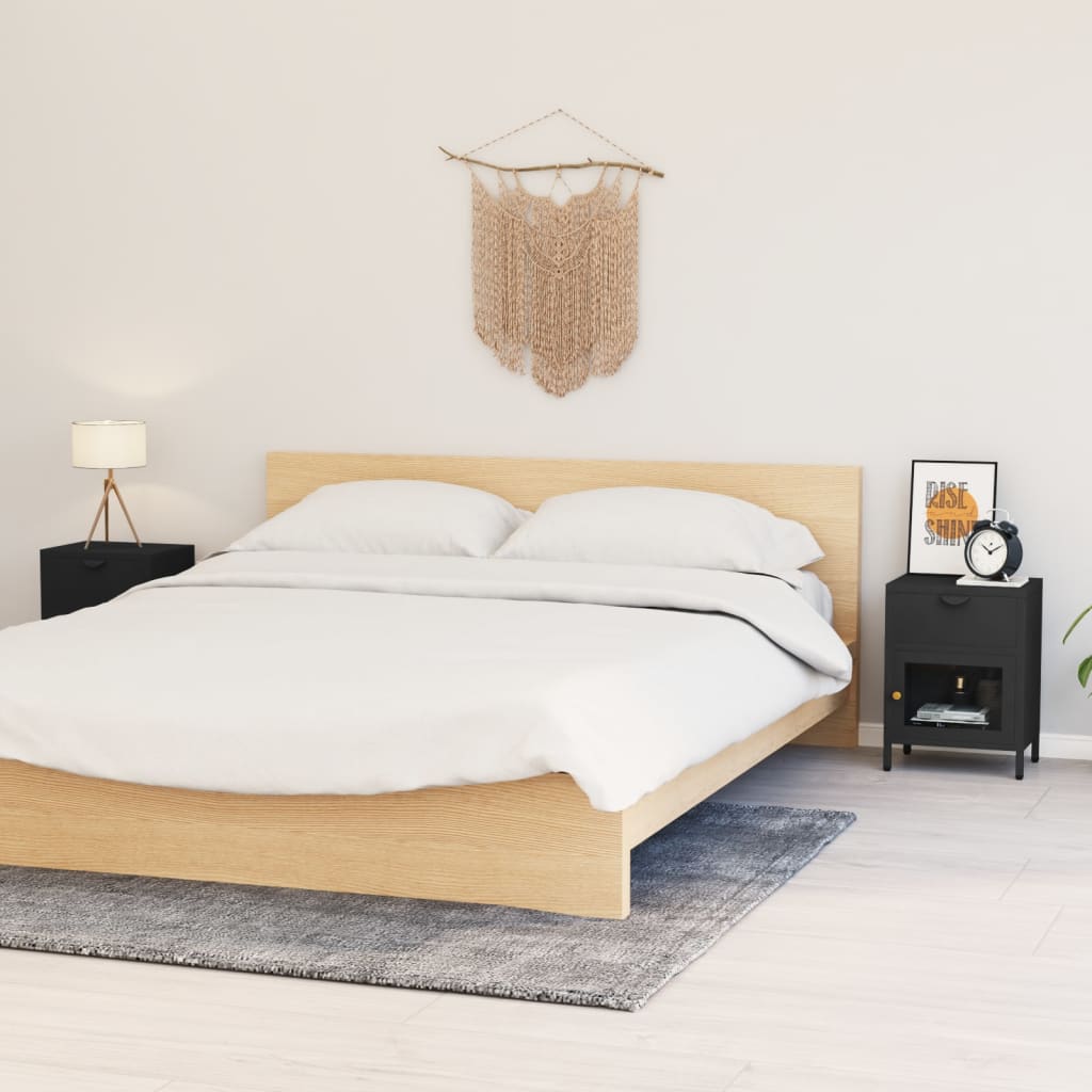 Yöpöydät 2 kpl antrasiitti 40x30x54,5 cm teräs ja lasi - Sisustajankoti.fi