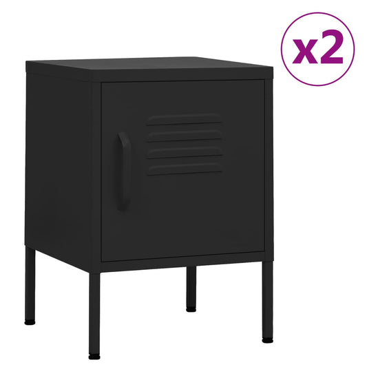 Yöpöydät 2 kpl musta 35x35x51 cm teräs - Sisustajankoti.fi