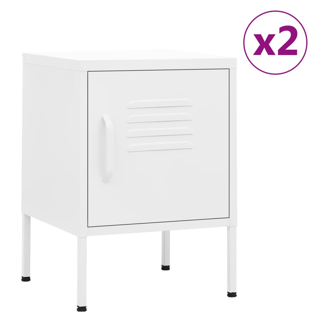 Yöpöydät 2 kpl valkoinen 35x35x51 cm teräs - Sisustajankoti.fi