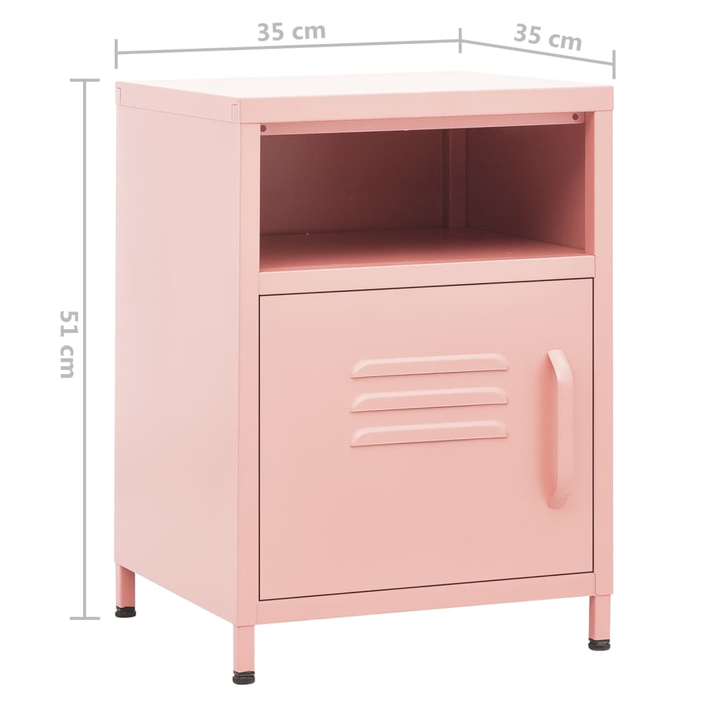 Yöpöydät 2 kpl vaaleanpunainen 35x35x51 cm teräs - Sisustajankoti.fi