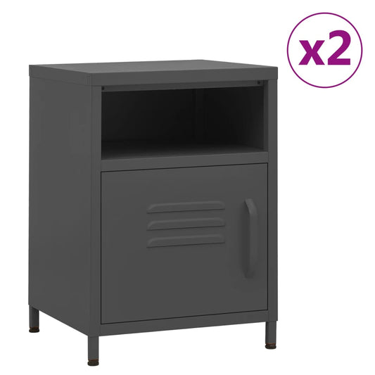 Yöpöydät 2 kpl antrasiitti 35x35x51 cm teräs - Sisustajankoti.fi