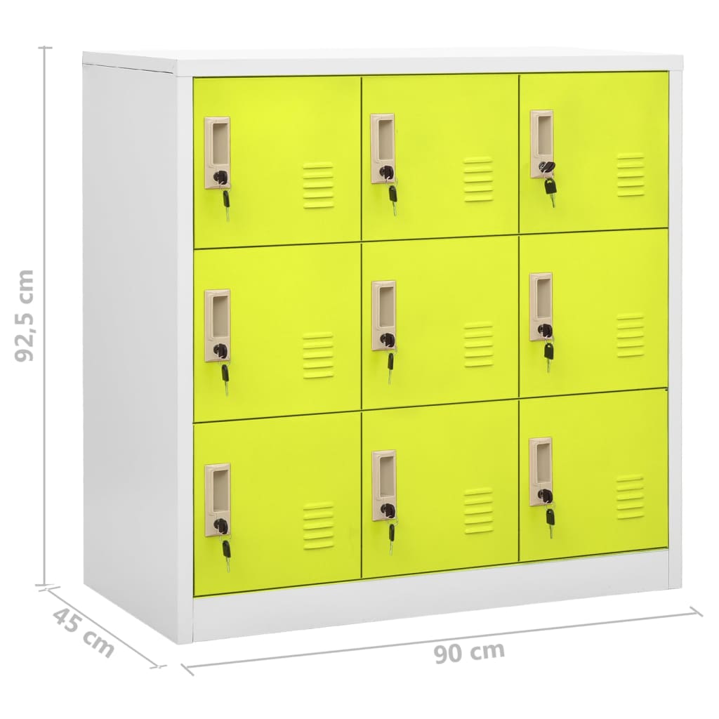 Pukukaapit 2 kpl vaaleanharmaa ja vihreä 90x45x92,5 cm teräs - Sisustajankoti.fi