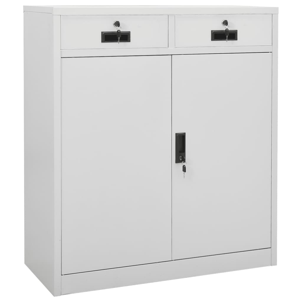 Toimistokaappi kukkalaatikolla vaaleanharmaa 90x40x125 cm teräs - Sisustajankoti.fi