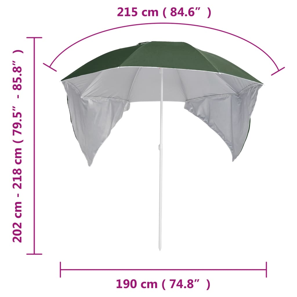 Rantavarjo sivuseinillä vihreä 215 cm - Sisustajankoti.fi