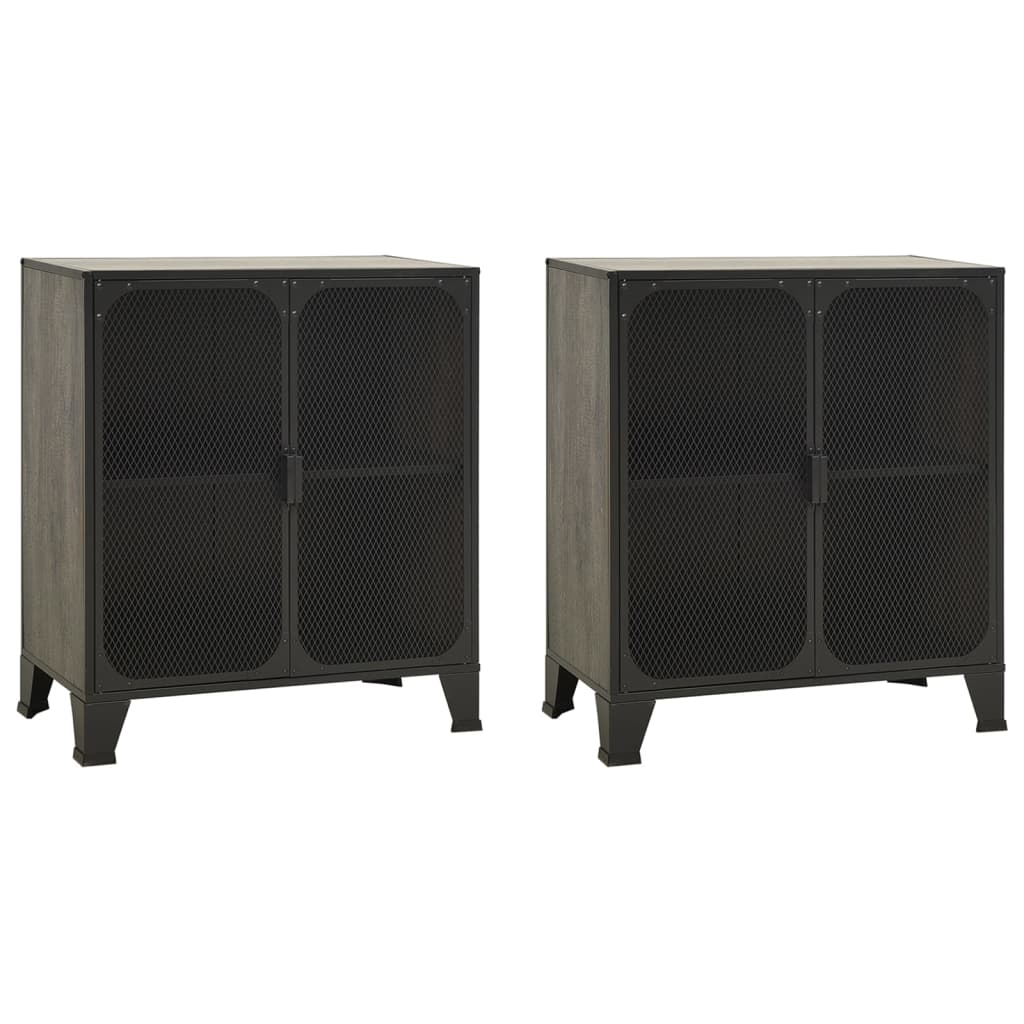Säilytyskaapit 2 kpl harmaa 72x36x82 cm metalli ja MDF - Sisustajankoti.fi