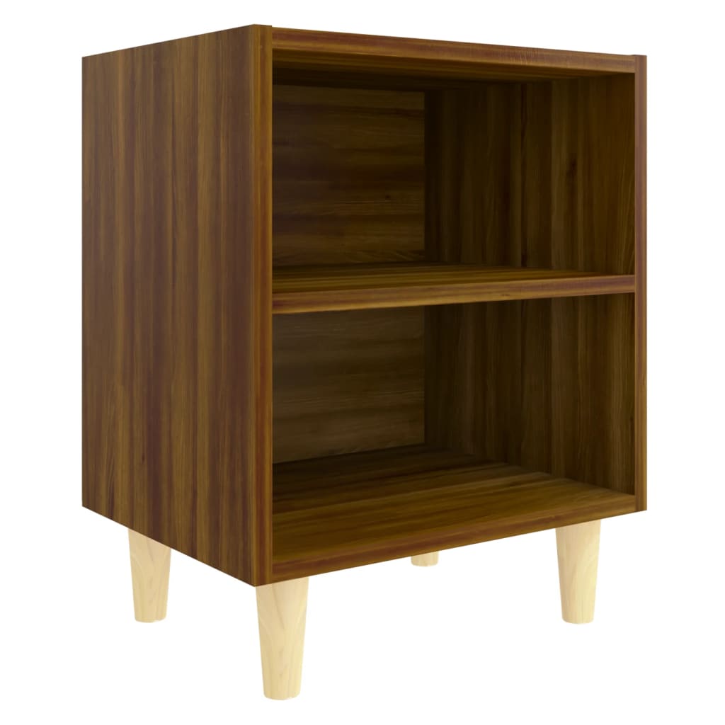 Yöpöydät täyspuujaloilla 2 kpl ruskea tammi 40x30x50 cm - Sisustajankoti.fi
