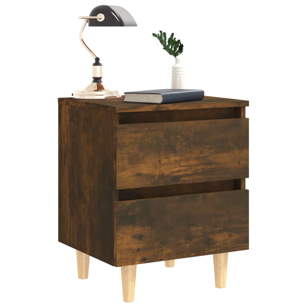 Yöpöydät täyspuiset jalat 2 kpl savutammi 40x35x50cm - Sisustajankoti.fi