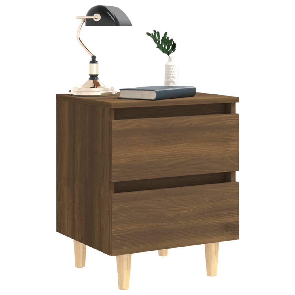 Yöpöydät täyspuujaloilla 2 kpl ruskea tammi 40x35x50 cm - Sisustajankoti.fi