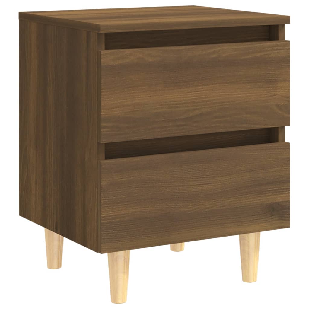 Yöpöydät täyspuujaloilla 2 kpl ruskea tammi 40x35x50 cm - Sisustajankoti.fi