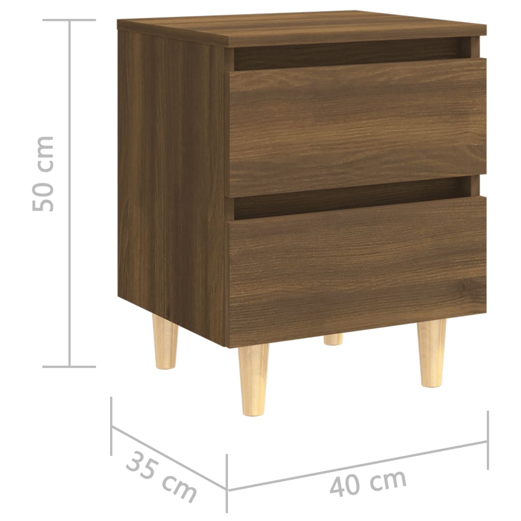 Yöpöydät täyspuujaloilla 2 kpl ruskea tammi 40x35x50 cm - Sisustajankoti.fi