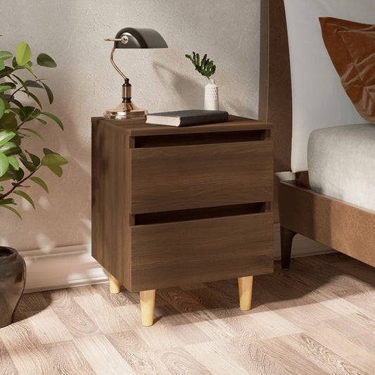 Yöpöydät täyspuujaloilla 2 kpl ruskea tammi 40x35x50 cm - Sisustajankoti.fi