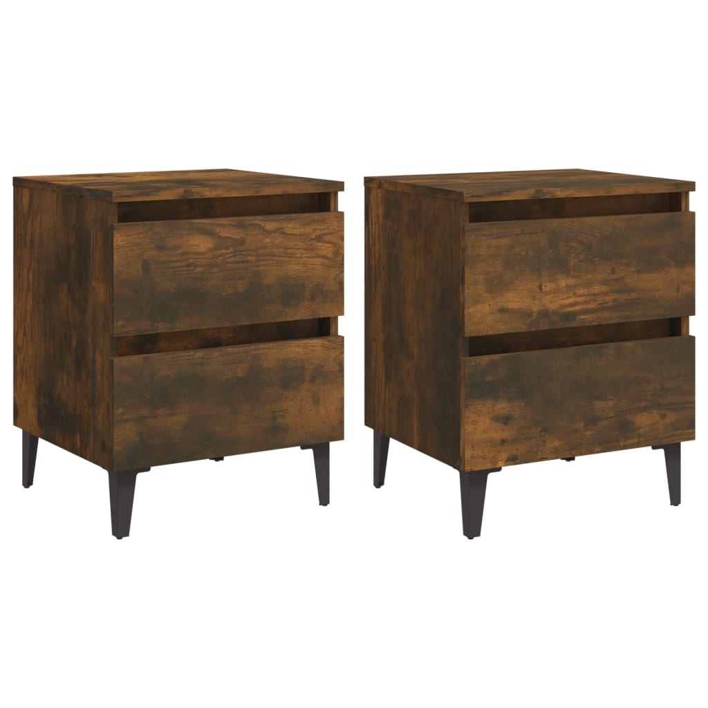 Yöpöydät metalliset jalat 2 kpl savutammi 40x35x50 cm - Sisustajankoti.fi