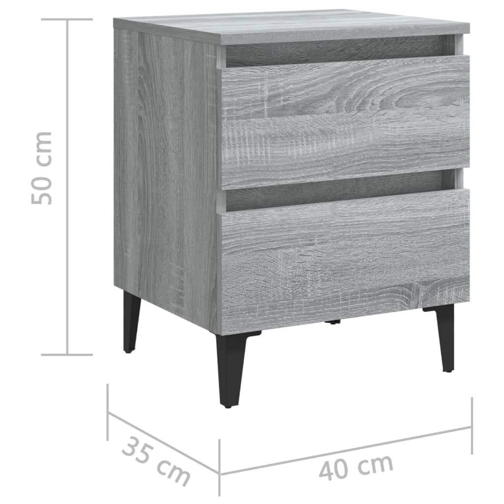Yöpöytä metallijaloilla harmaa Sonoma 40x35x50 cm - Sisustajankoti.fi